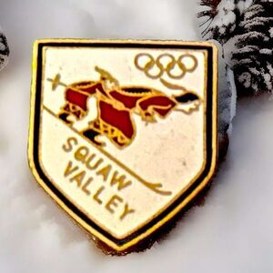 1960 SQUAW VALLEY Winter OLYMPIC Games Native Skiers Logo Pin